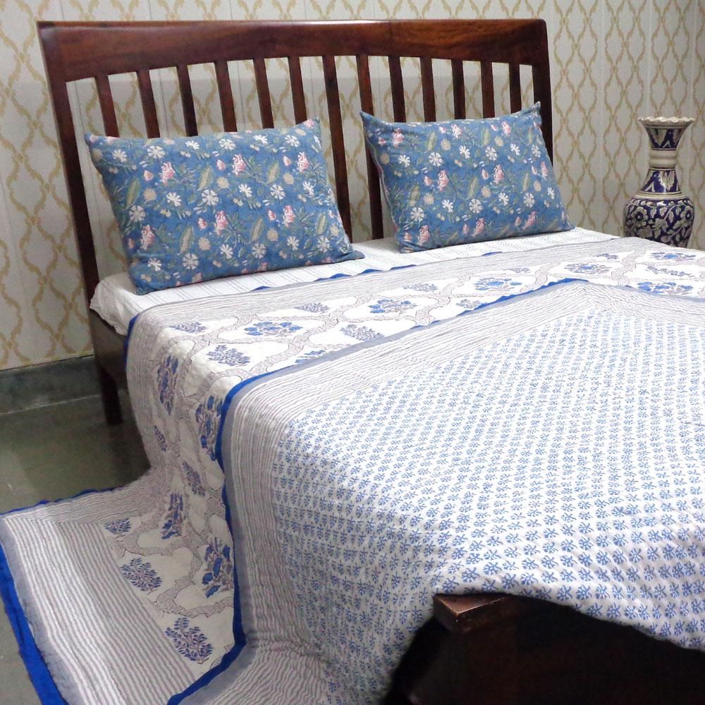 Hand Block Printed Cotton Quilt King Size Shehnaaz Boota 206961