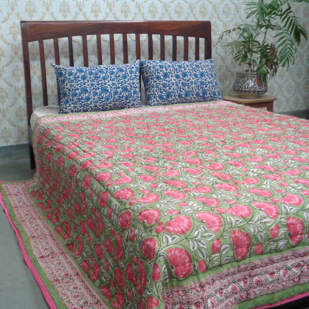 Queen Size Soft Cotton Quilt Handmade Kamal Gulabi 00568