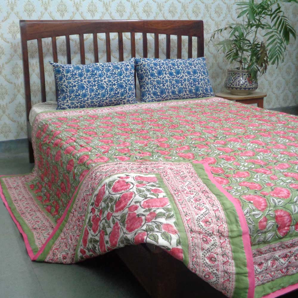 Queen Size Soft Cotton Quilt Handmade Kamal Gulabi 00568