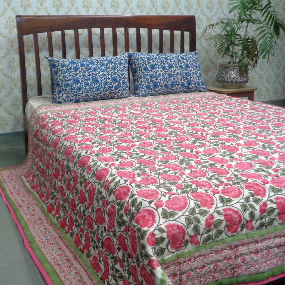 Queen Size Soft Cotton Quilt Handmade Kamal Gulabi 00568