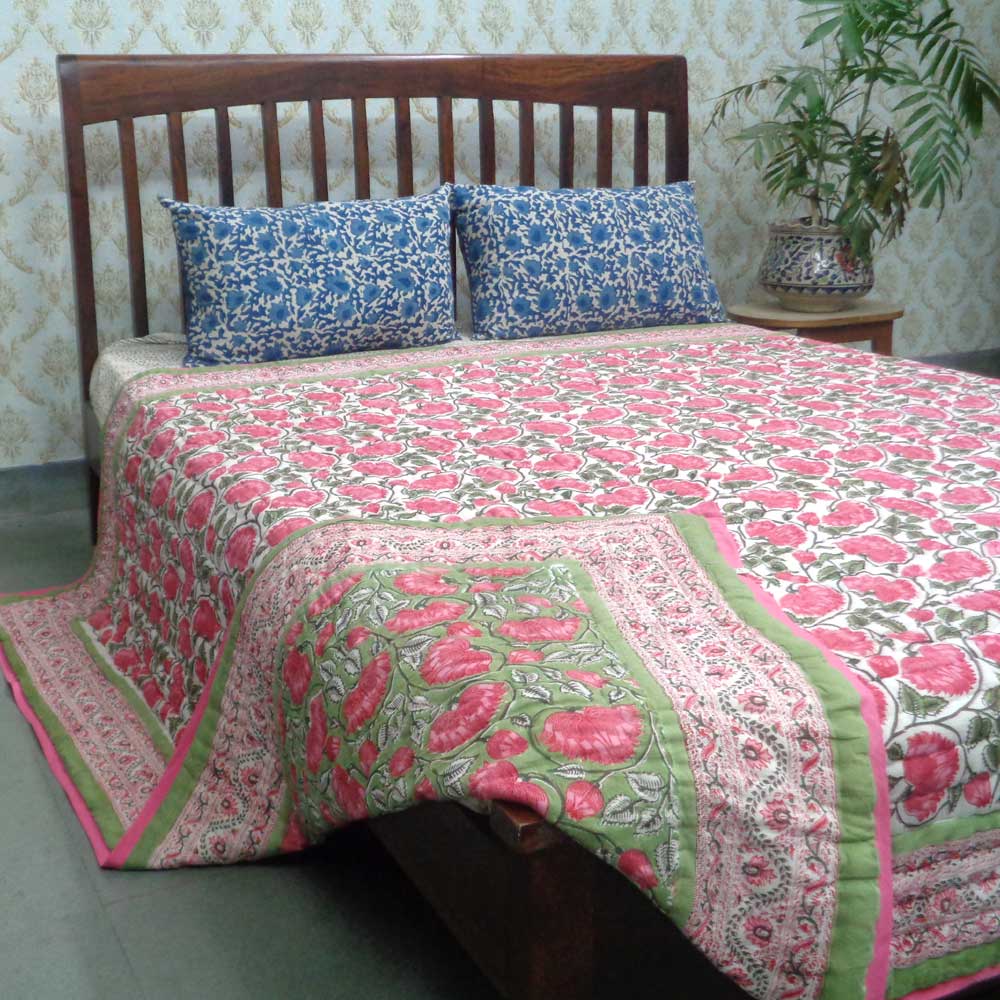 Queen Size Soft Cotton Quilt Handmade Kamal Gulabi 00568