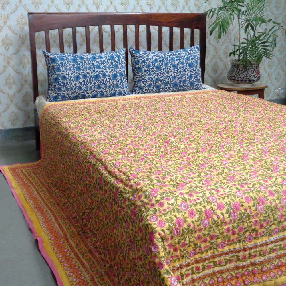 Queen Size Soft Cotton Quilt Handmade Bhare Pile Phool 102376