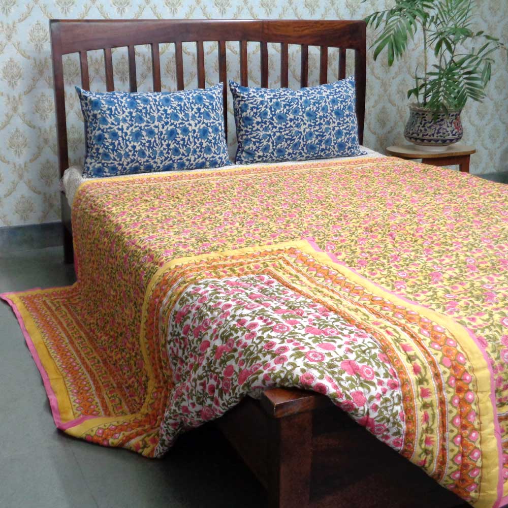 Queen Size Soft Cotton Quilt Handmade Bhare Pile Phool 102376