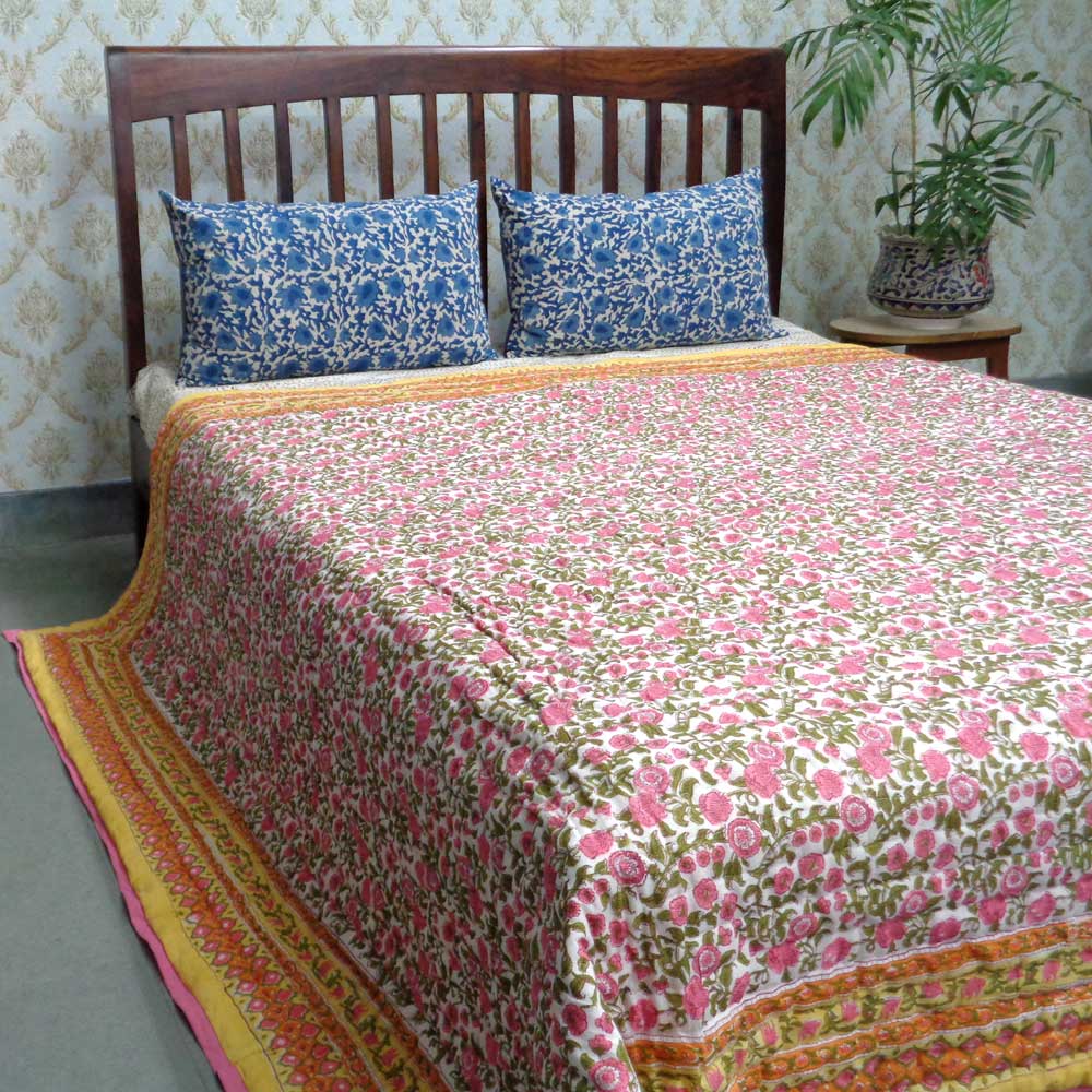 Queen Size Soft Cotton Quilt Handmade Bhare Pile Phool 102376