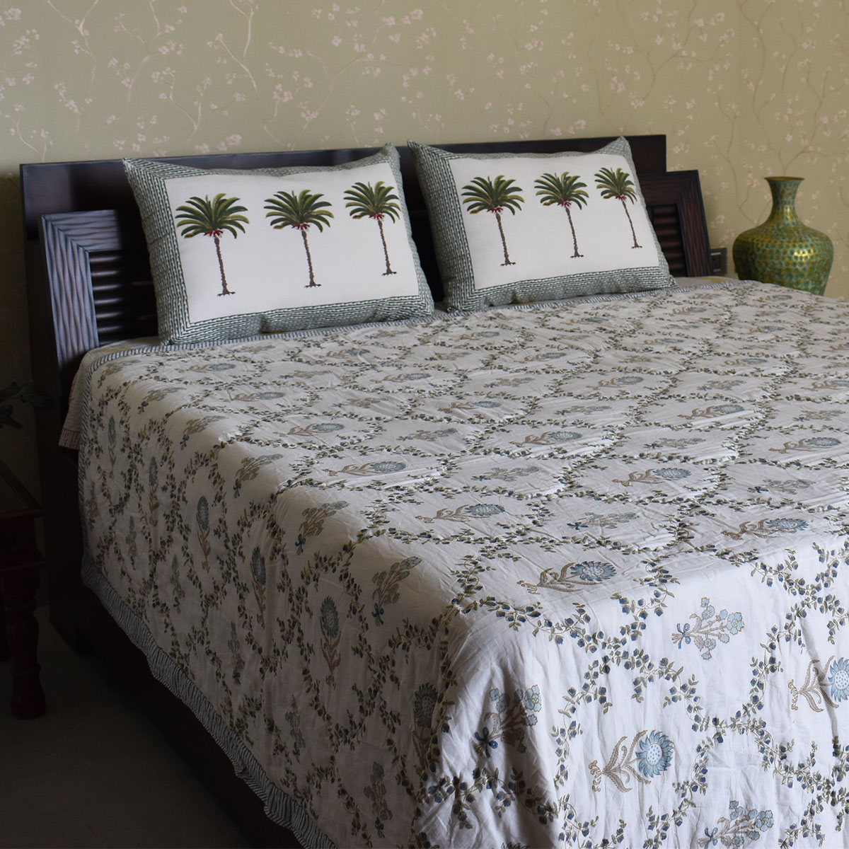 Hand Block Printed Cotton Queen Size Quilt  200705