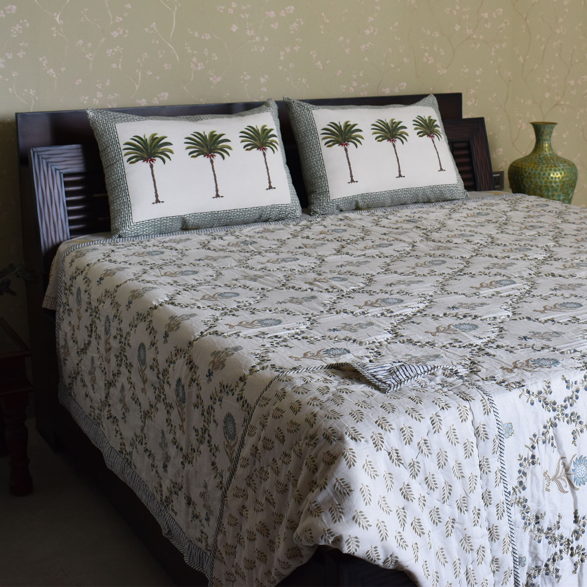 Hand Block Printed Cotton Queen Size Quilt  200705