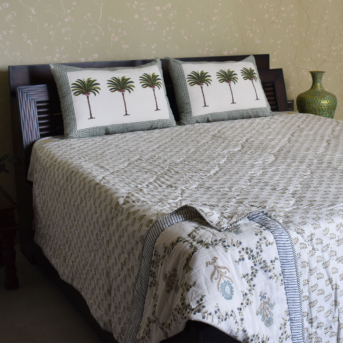 Hand Block Printed Cotton Queen Size Quilt  200705