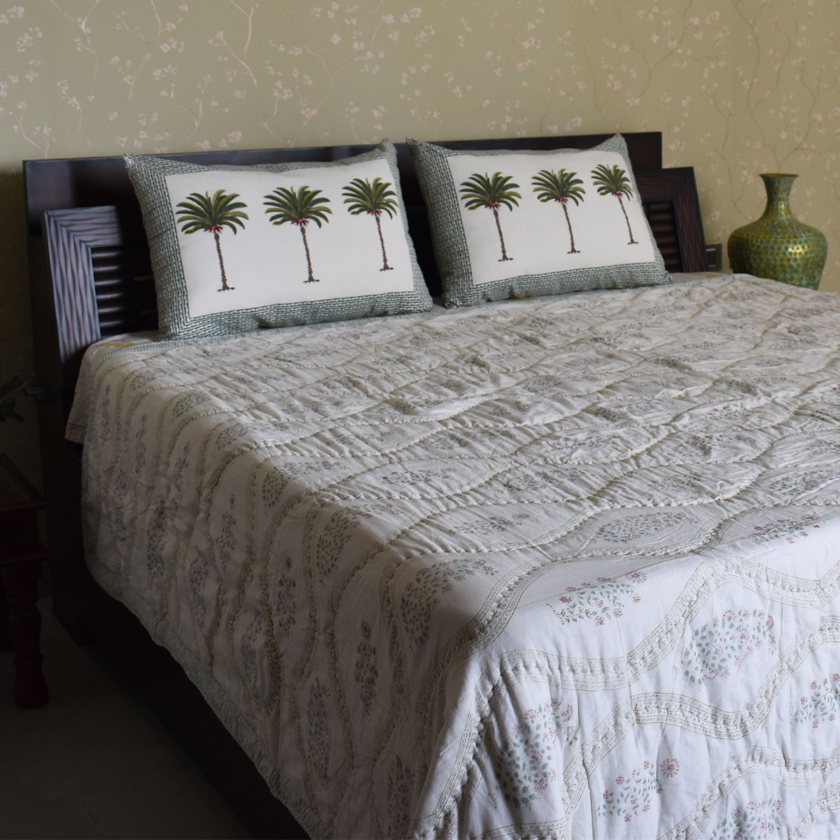 Hand Block Printed Cotton Queen Size Quilt 200713