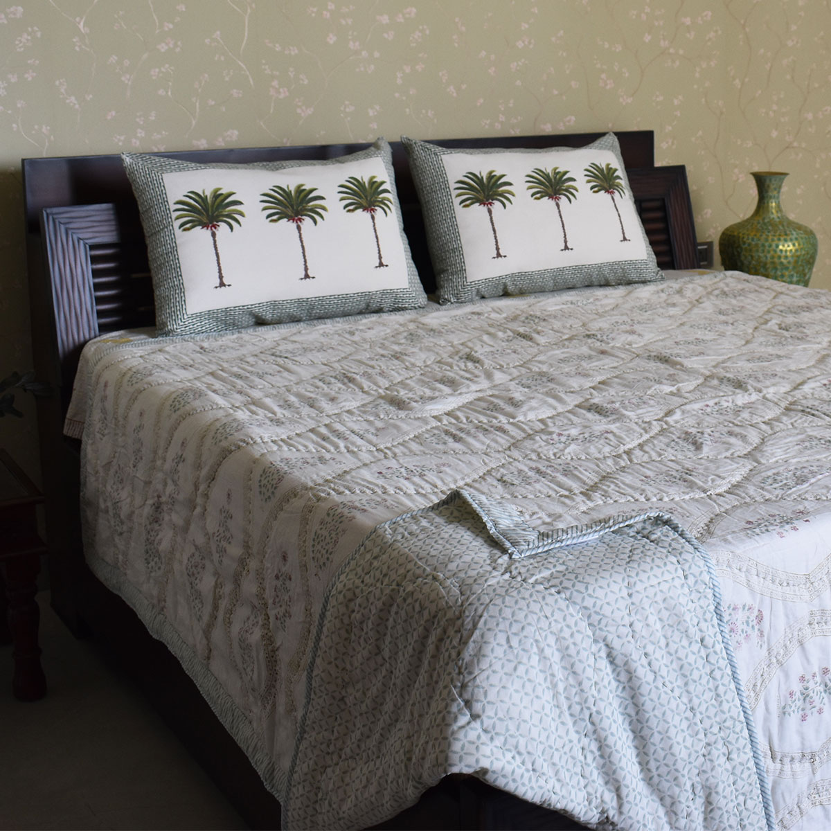 Hand Block Printed Cotton Queen Size Quilt 200713