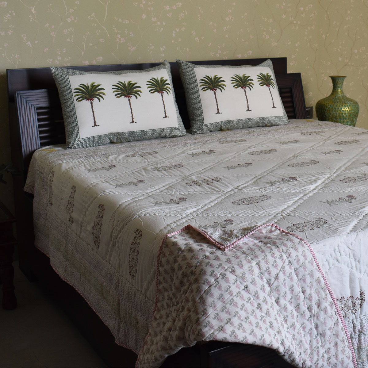 Hand Block Printed Cotton Queen Size Quilt 200722