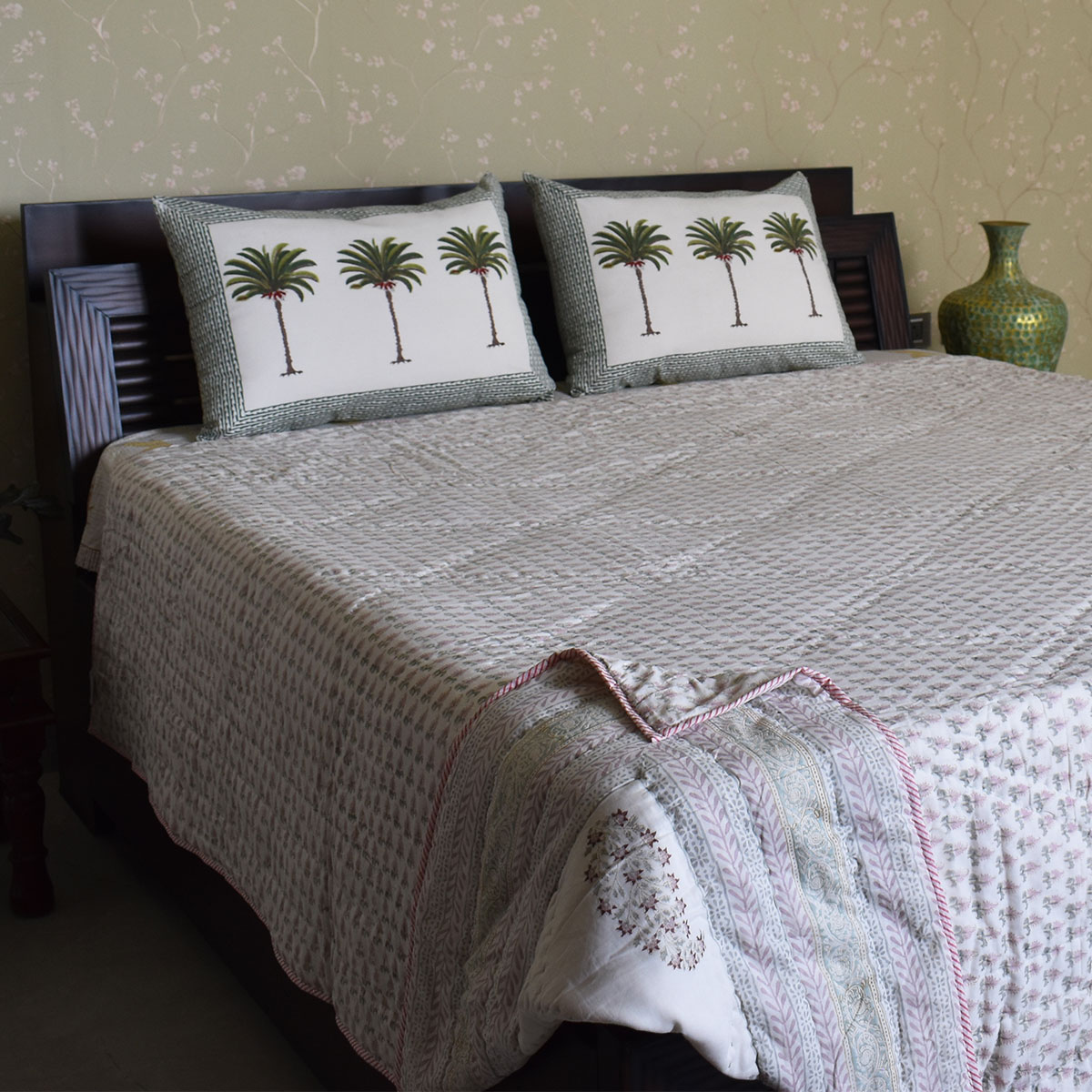 Hand Block Printed Cotton Queen Size Quilt 200722