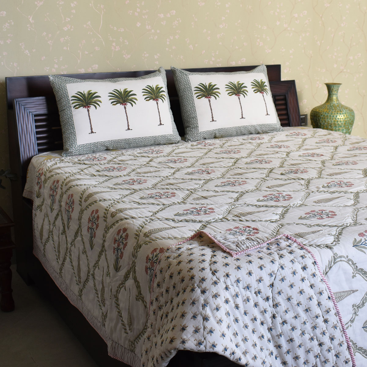 Hand Block Printed Cotton Queen Size Quilt 200730