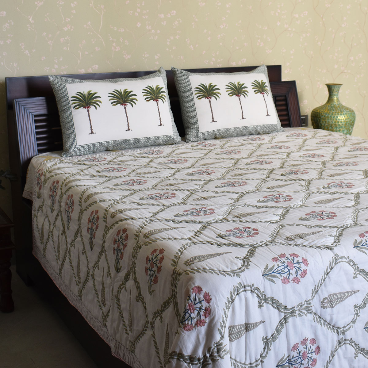 Hand Block Printed Cotton Queen Size Quilt 200730