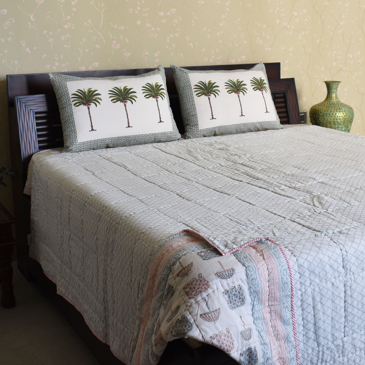 Hand Block Printed Cotton Queen Size Quilt 200738