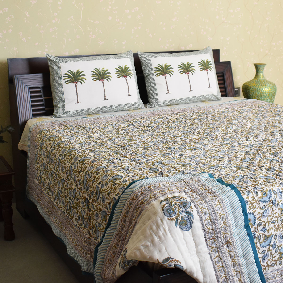 Hand Block Printed Cotton Queen Size Quilt  202524