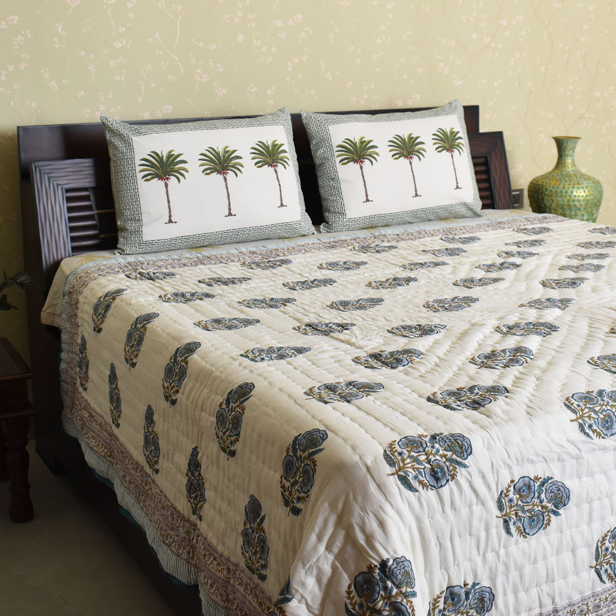 Hand Block Printed Cotton Queen Size Quilt  202524