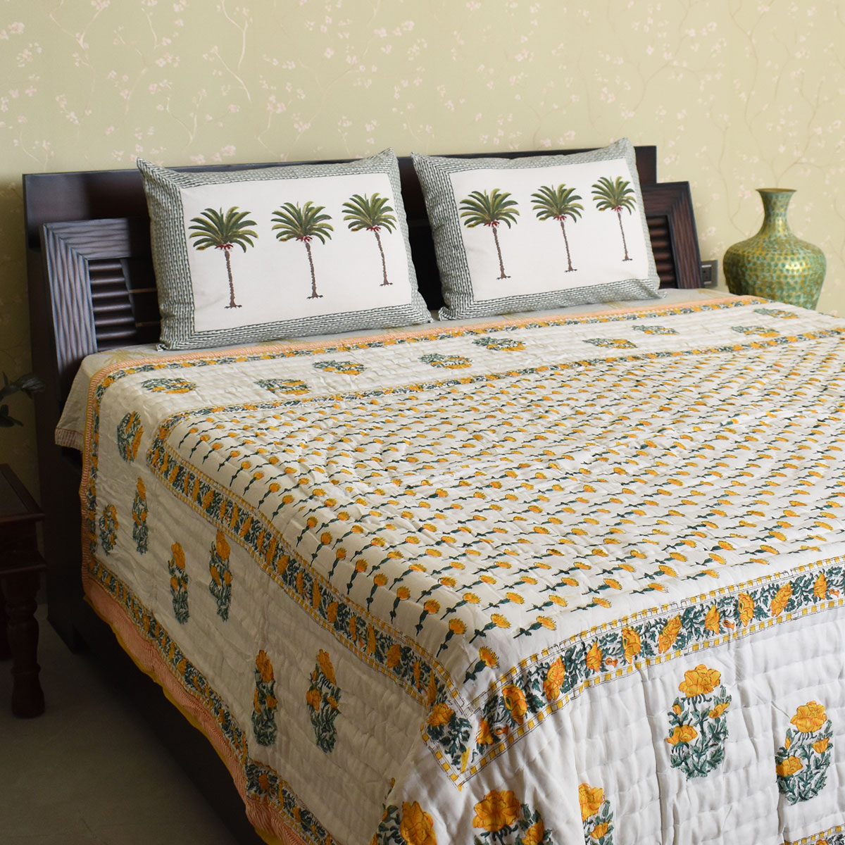 Hand Block Printed Cotton Queen Size Quilt  202525