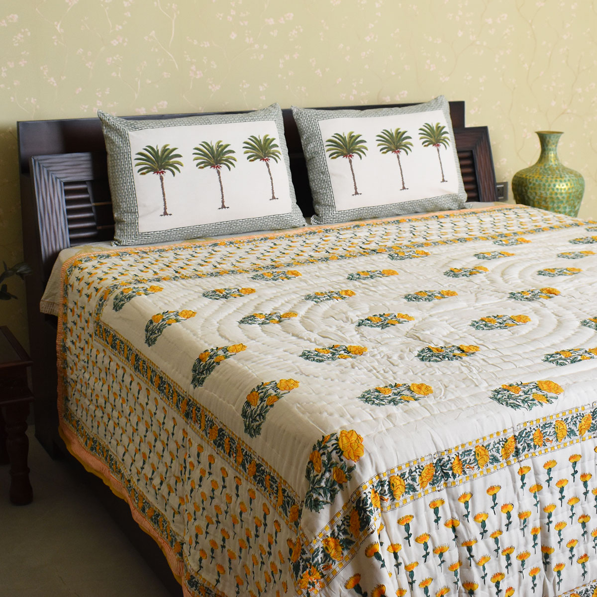 Hand Block Printed Cotton Queen Size Quilt  202525