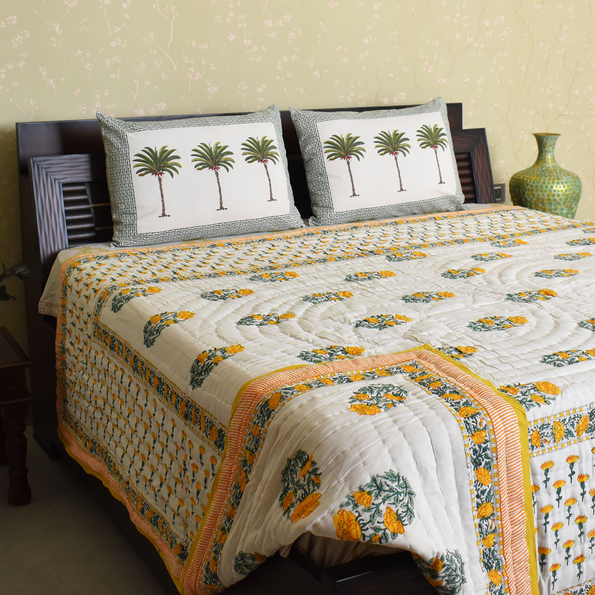 Hand Block Printed Cotton Queen Size Quilt  202525