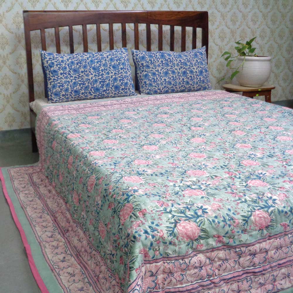 Queen Size Soft Cotton Quilt Handmade Naya Gulab 106606