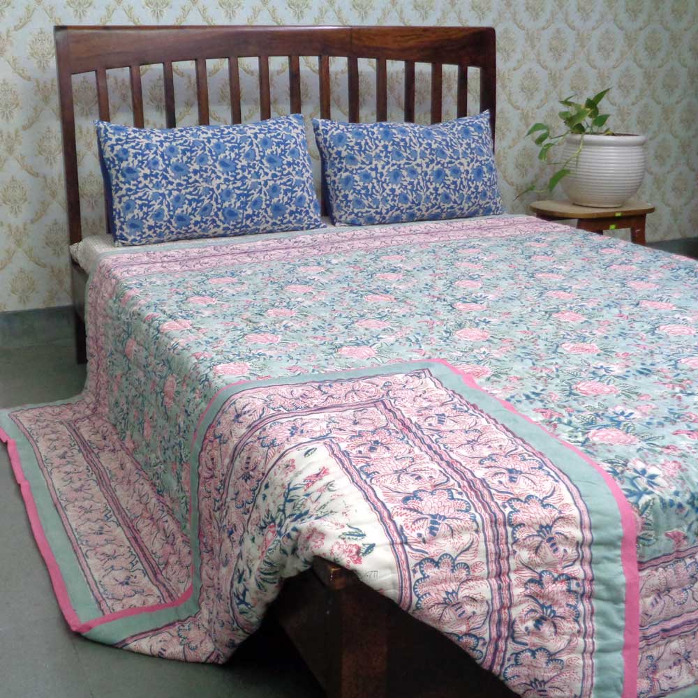 Queen Size Soft Cotton Quilt Handmade Naya Gulab 106606