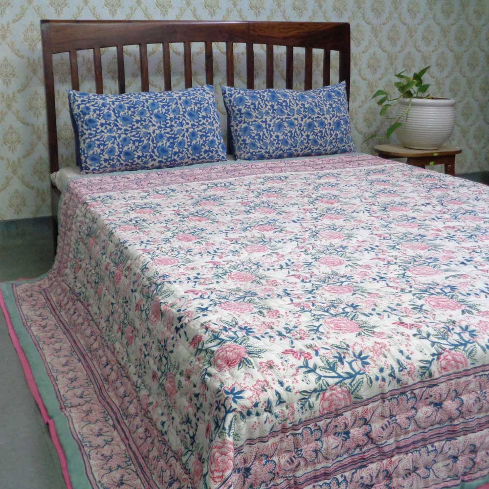 Queen Size Soft Cotton Quilt Handmade Naya Gulab 106606