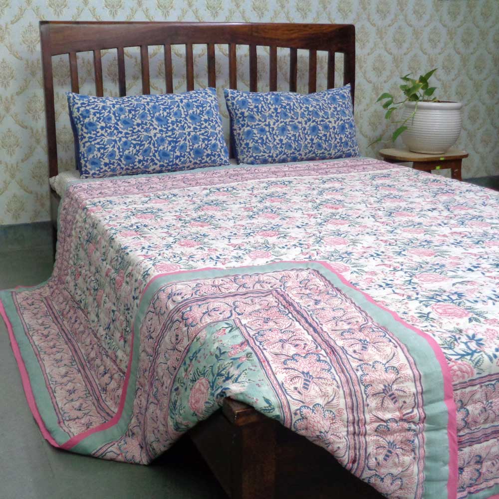 Queen Size Soft Cotton Quilt Handmade Naya Gulab 106606