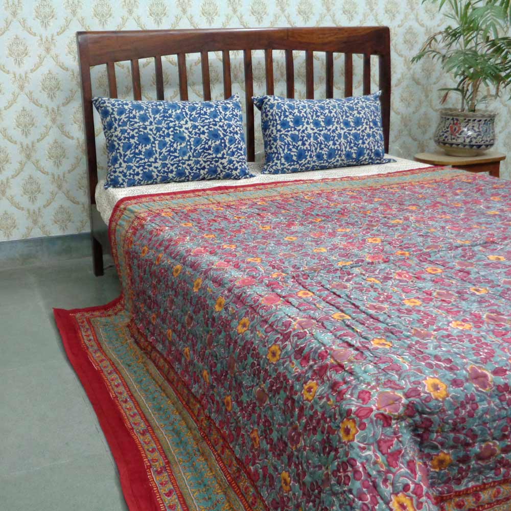 Queen Size Soft Cotton Quilt Handmade Phulwari 0946