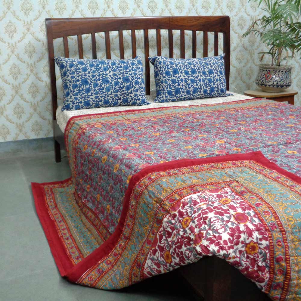 Queen Size Soft Cotton Quilt Handmade Phulwari 0946