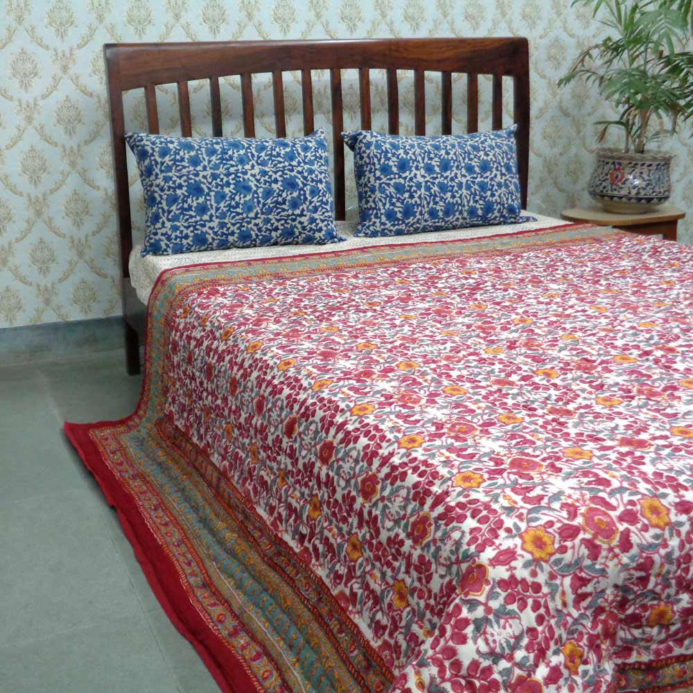 Queen Size Soft Cotton Quilt Handmade Phulwari 0946