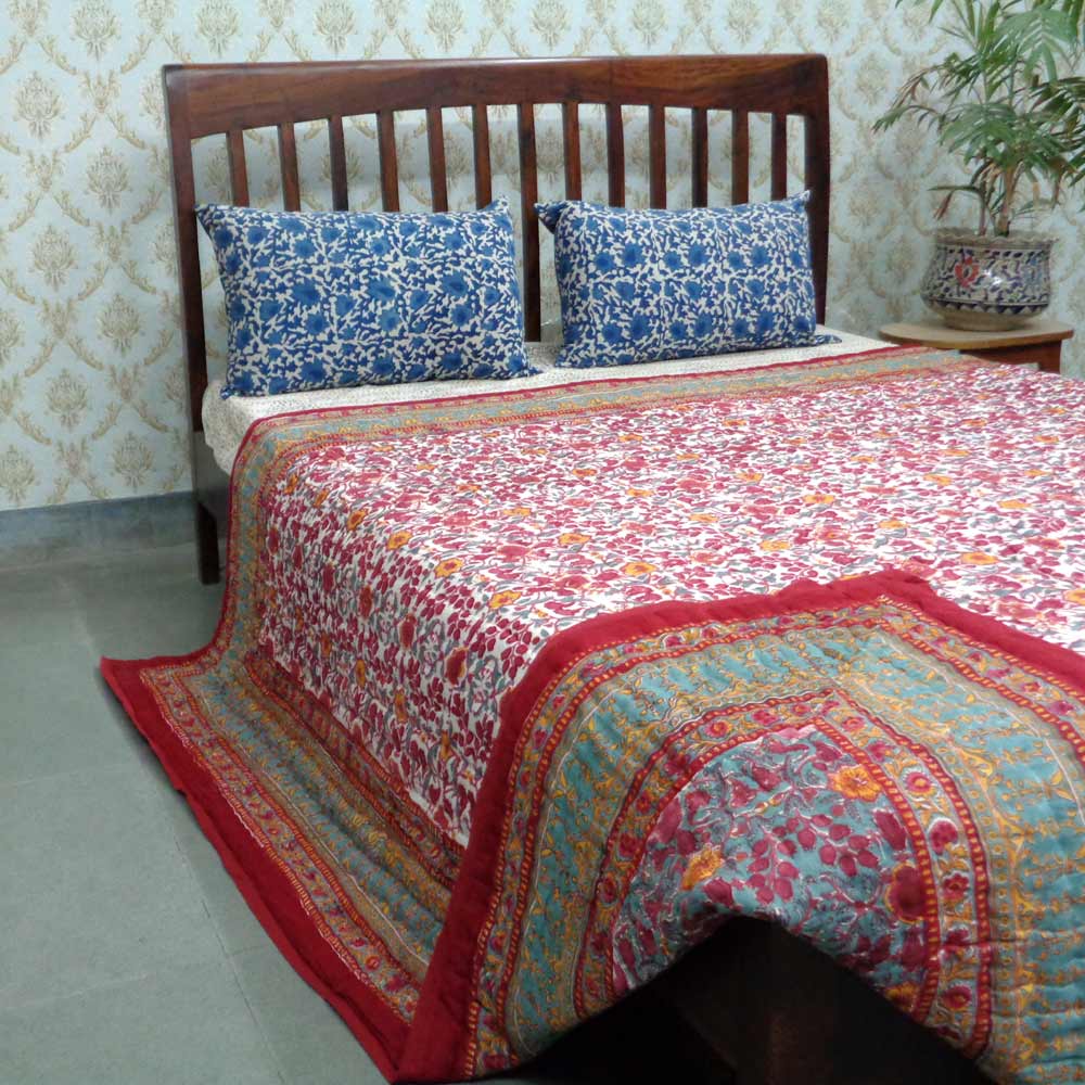 Queen Size Soft Cotton Quilt Handmade Phulwari 0946