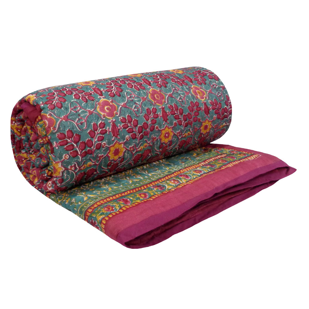 Queen Size Soft Cotton Quilt Handmade Phulwari 0946