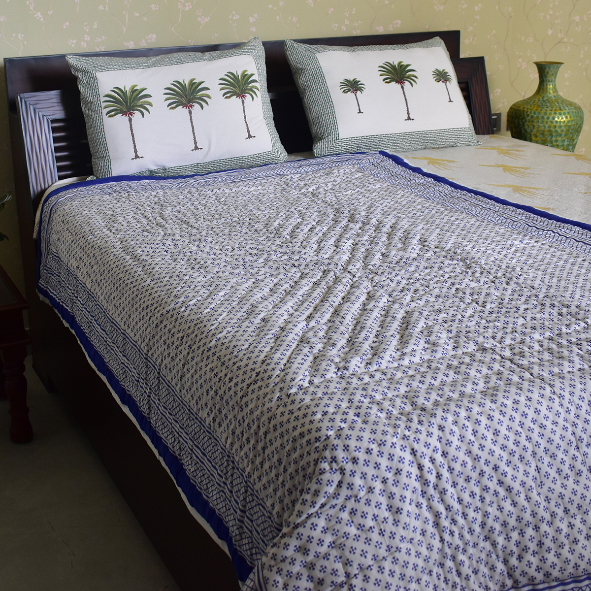 Hand Block Printed Cotton Twin Size Quilt 808181