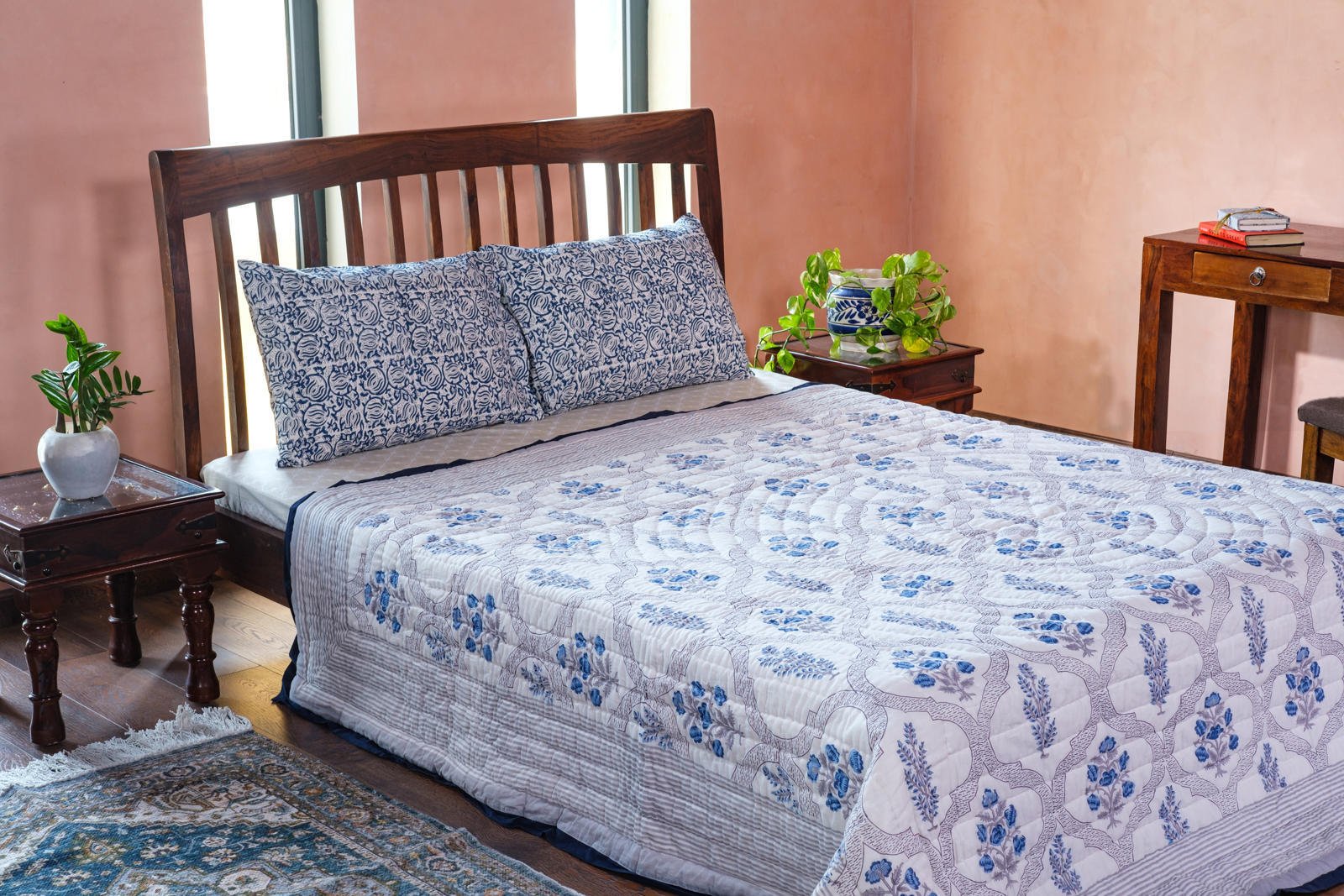 Hand Block Printed Cotton Queen Size Quilt Shehnaaz Boota 206961