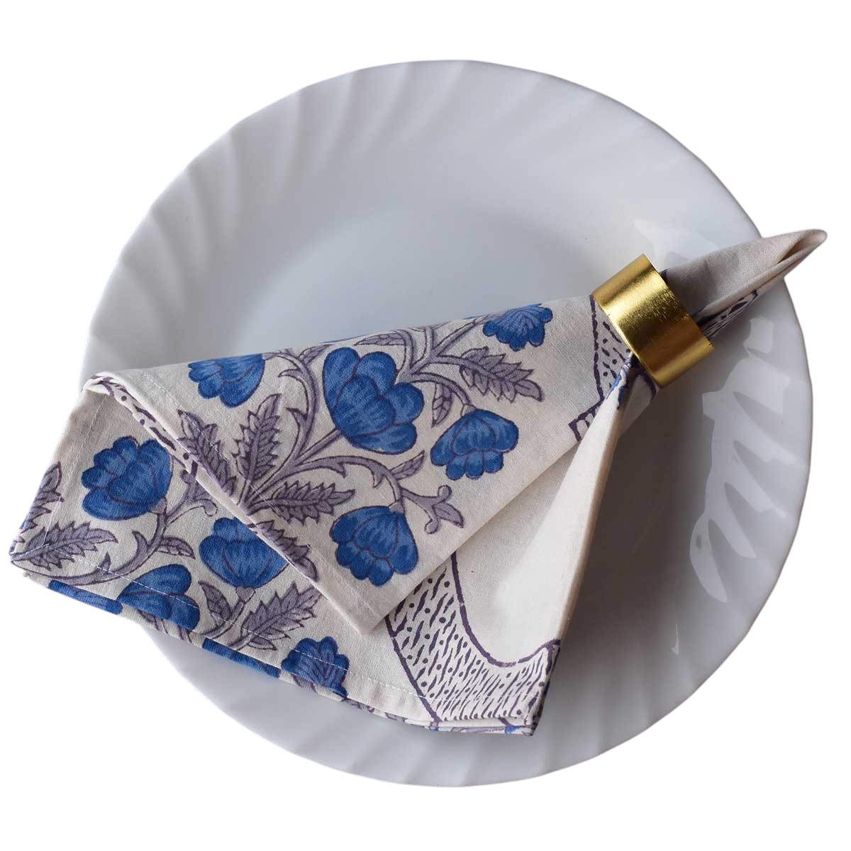 Hand Block Printed Cotton Napkin 45x45 cms Set of 4 Napkins  Shehnaaz Boota 206961