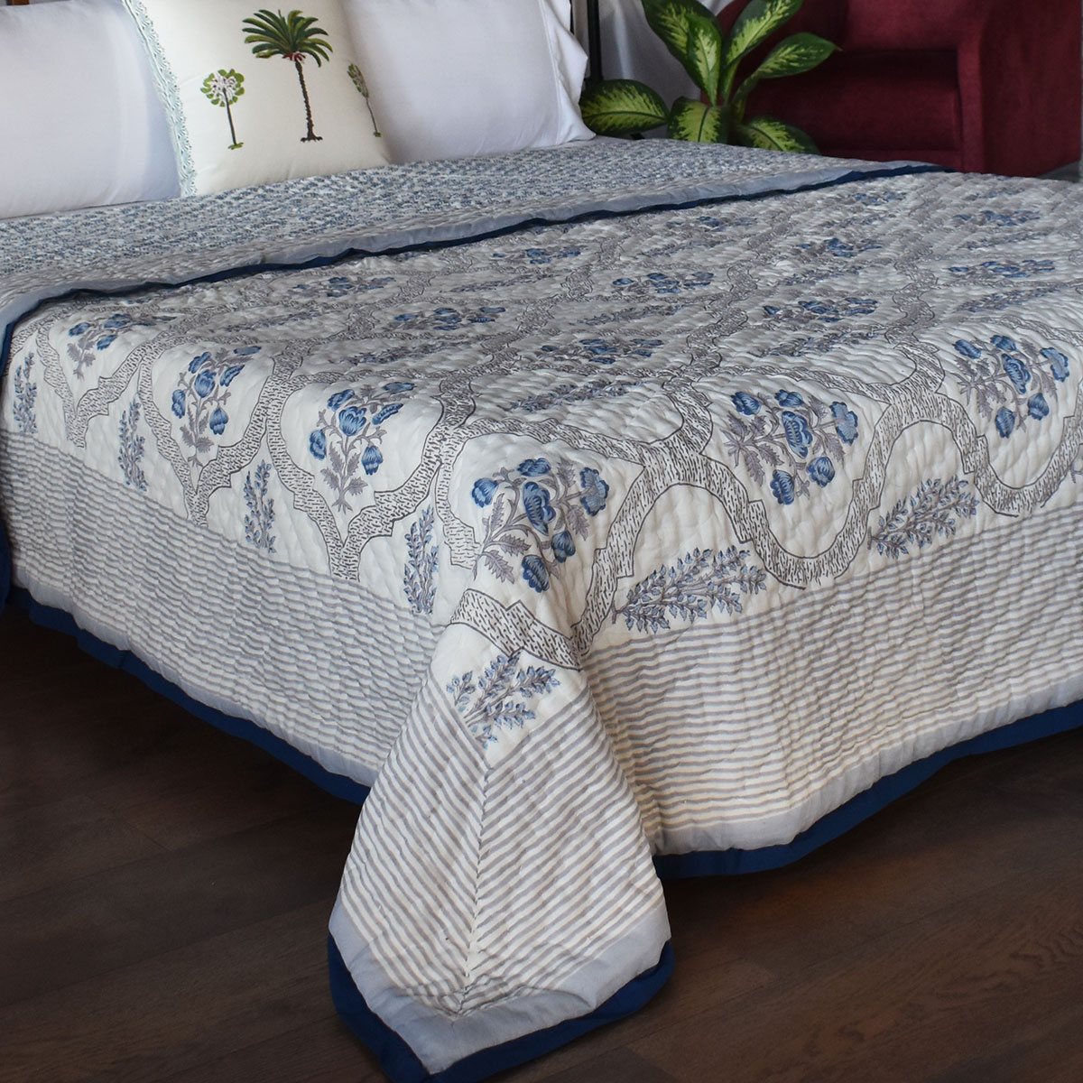 Hand Block Printed Cotton Queen Size Quilt Shehnaaz Boota 206961