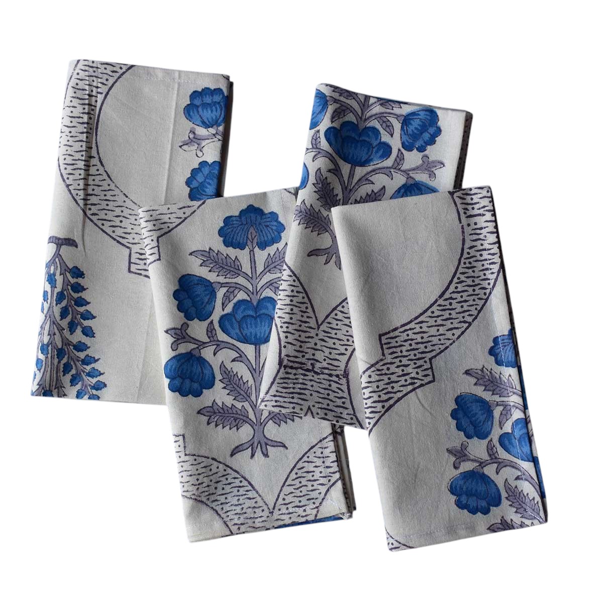 Hand Block Printed Cotton Napkin 45x45 cms Set of 4 Napkins  Shehnaaz Boota 206961