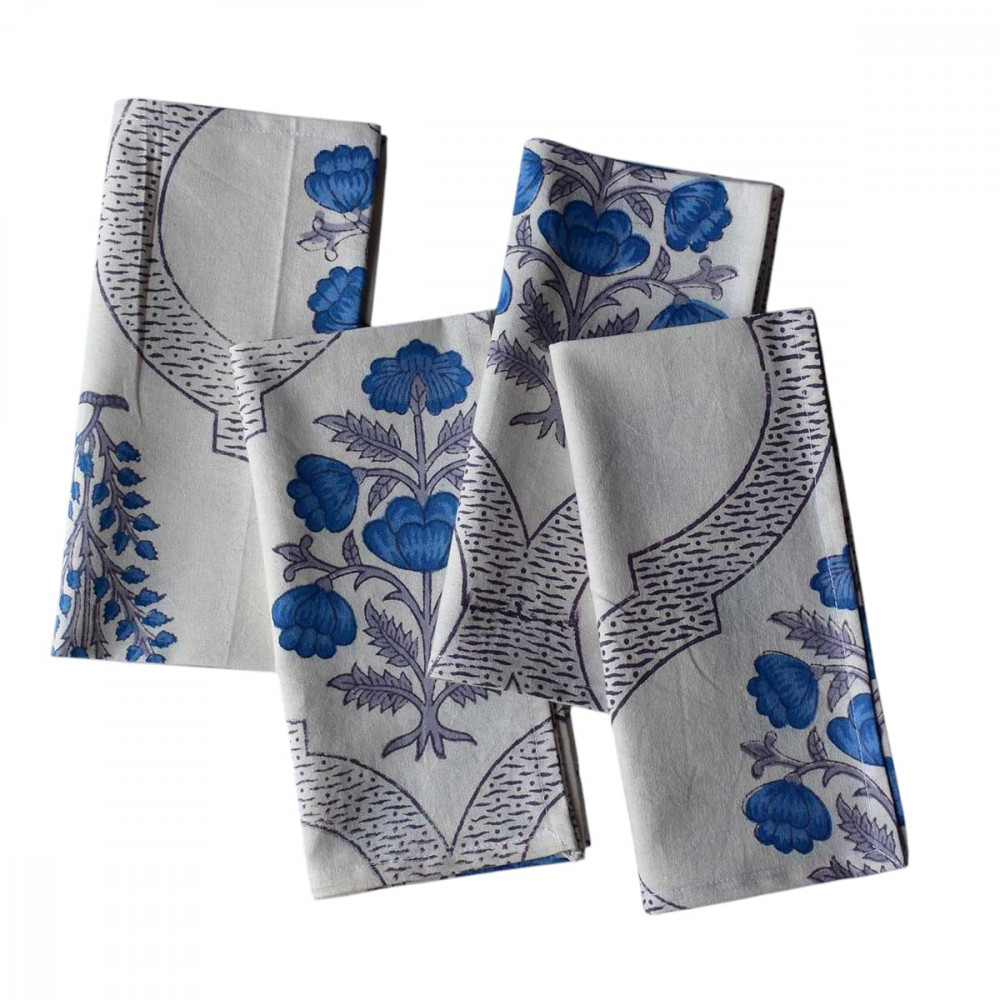 Image of Hand Block Printed Cotton Napkin 45x45 cms (Set of 4 Napkins) | Shehnaaz Boota 206961