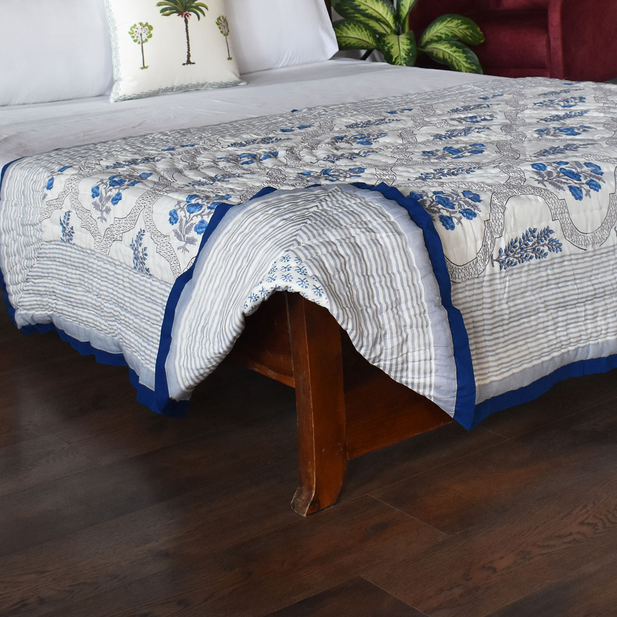 Hand Block Printed Cotton Twin Size Quilt Shehnaaz Boota 206961