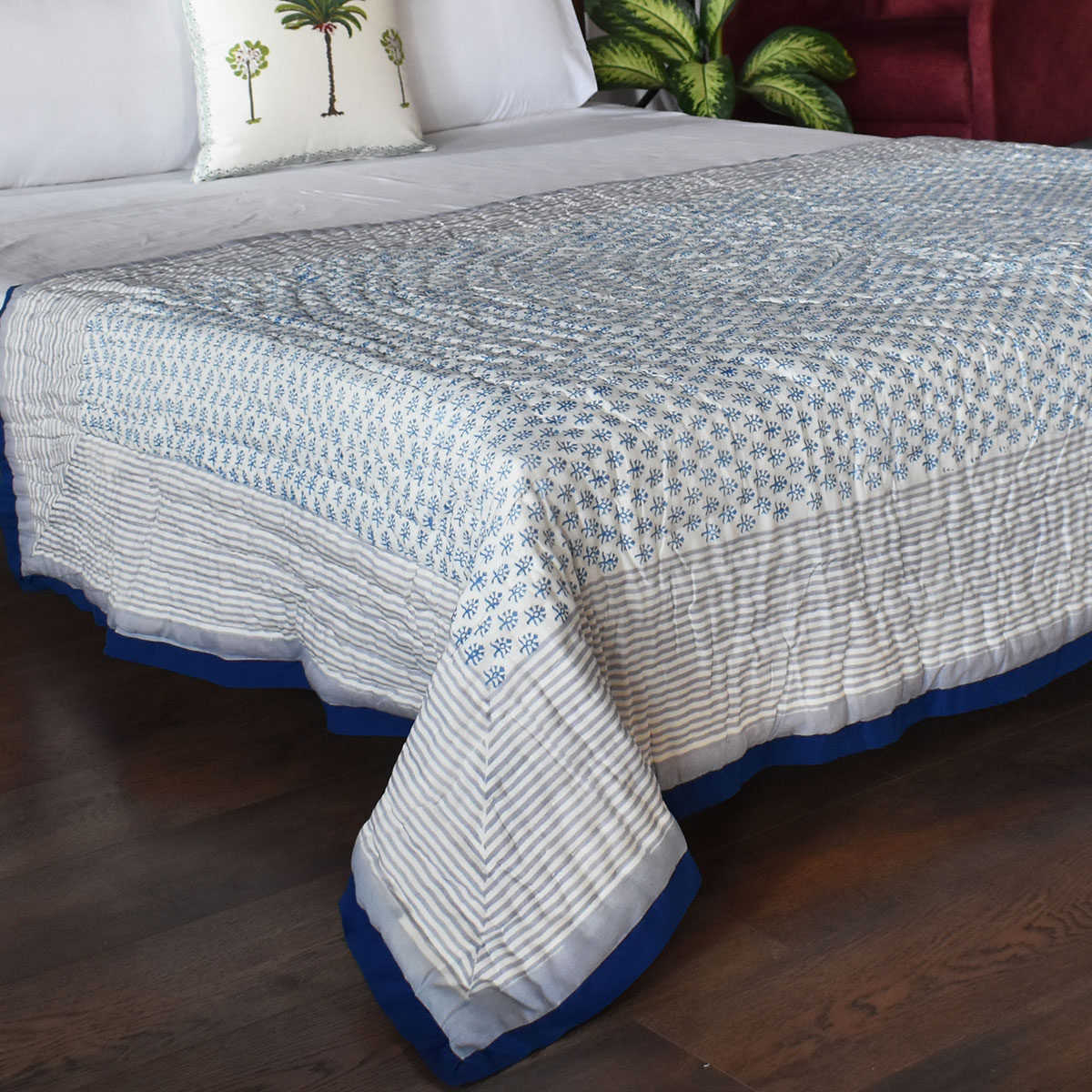 Hand Block Printed Cotton Twin Size Quilt Shehnaaz Boota 206961