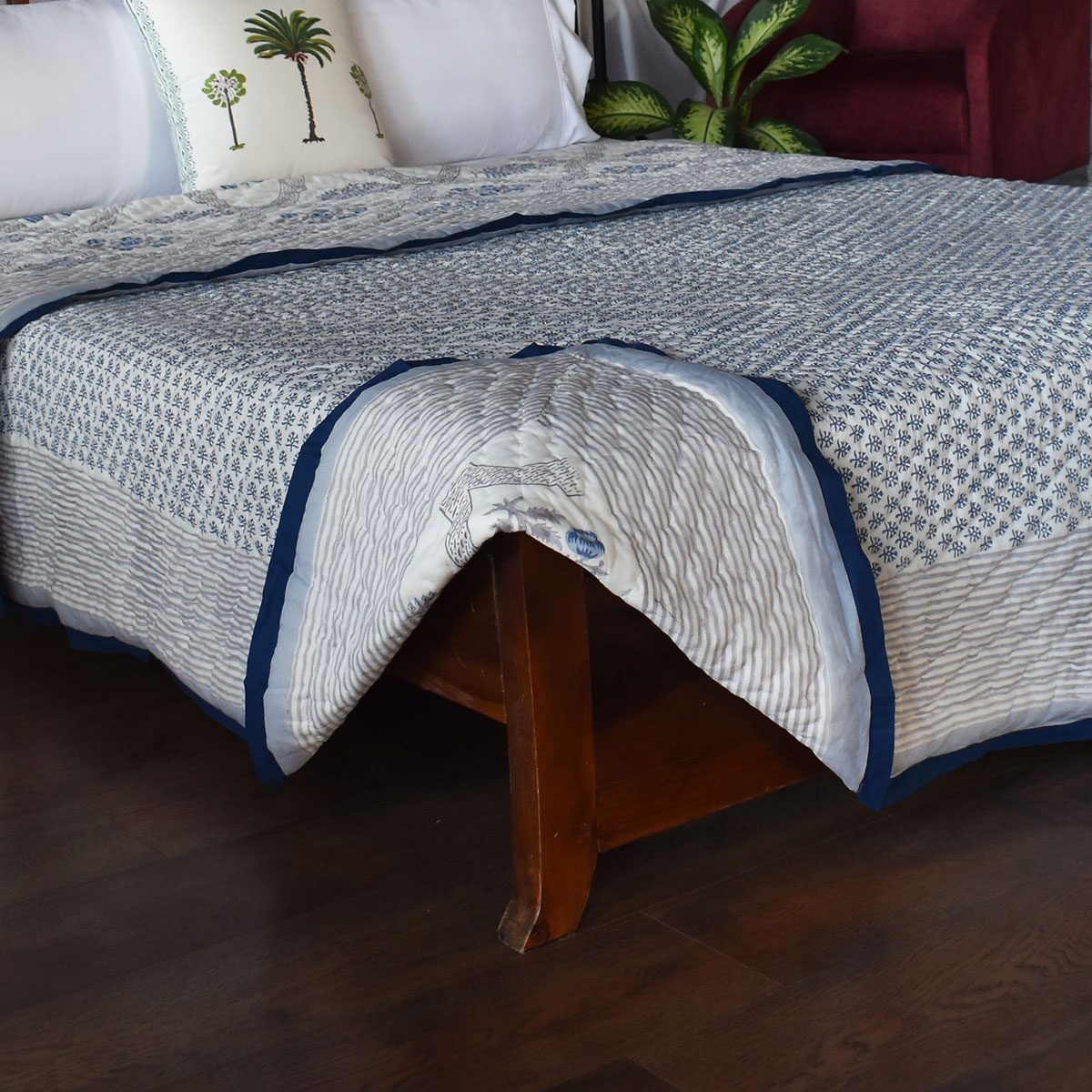 Hand Block Printed Cotton Queen Size Quilt  Shehnaaz Boota 206961