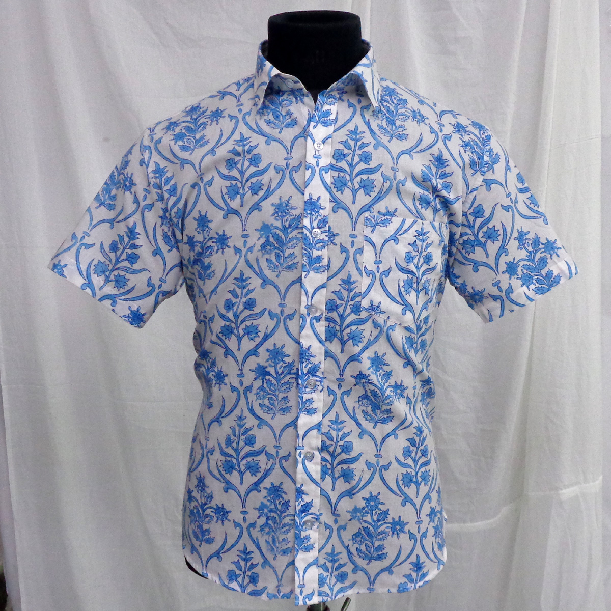 Hand Block Printed Mens Shirt Vine Leaf Alaskan 103527