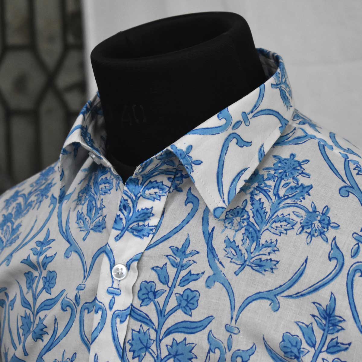 Hand Block Printed Mens Shirt Vine Leaf Alaskan 103527