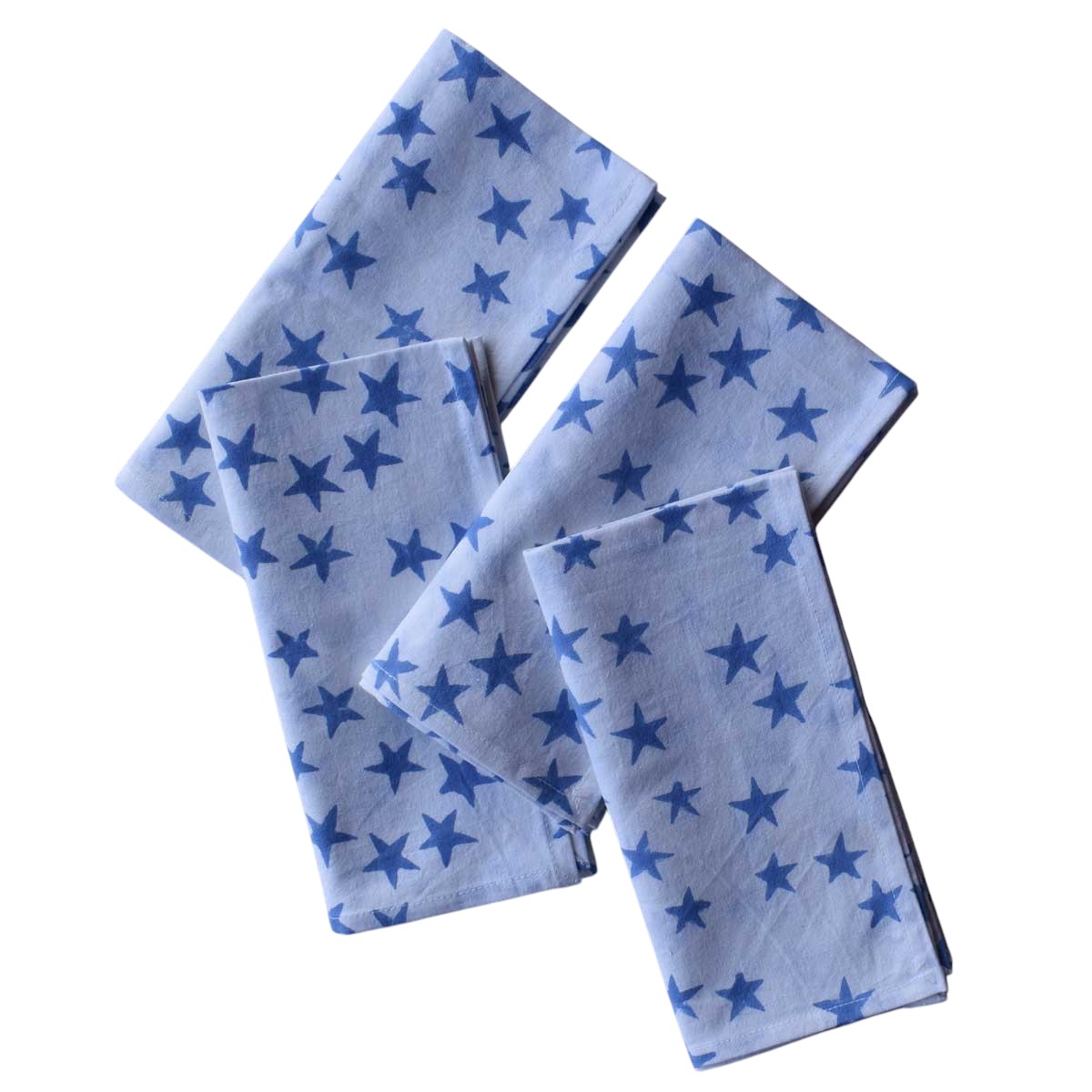 Hand Block Printed Cotton Napkin 45x45 cms Set of 4 Napkins Star Blue 202509