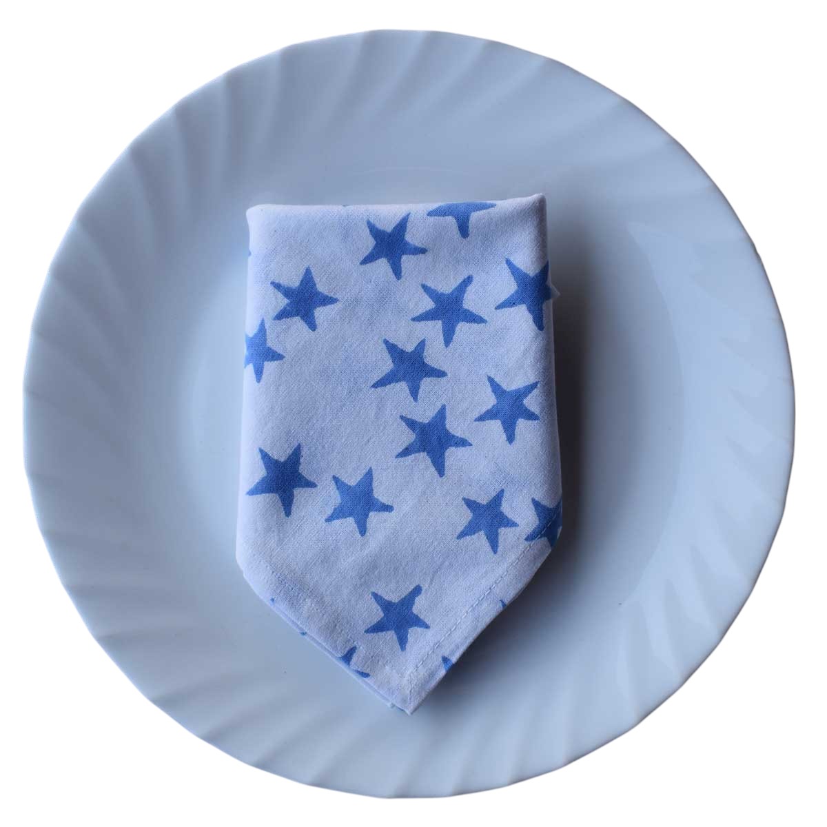 Hand Block Printed Cotton Napkin 45x45 cms Set of 4 Napkins Star Blue 202509