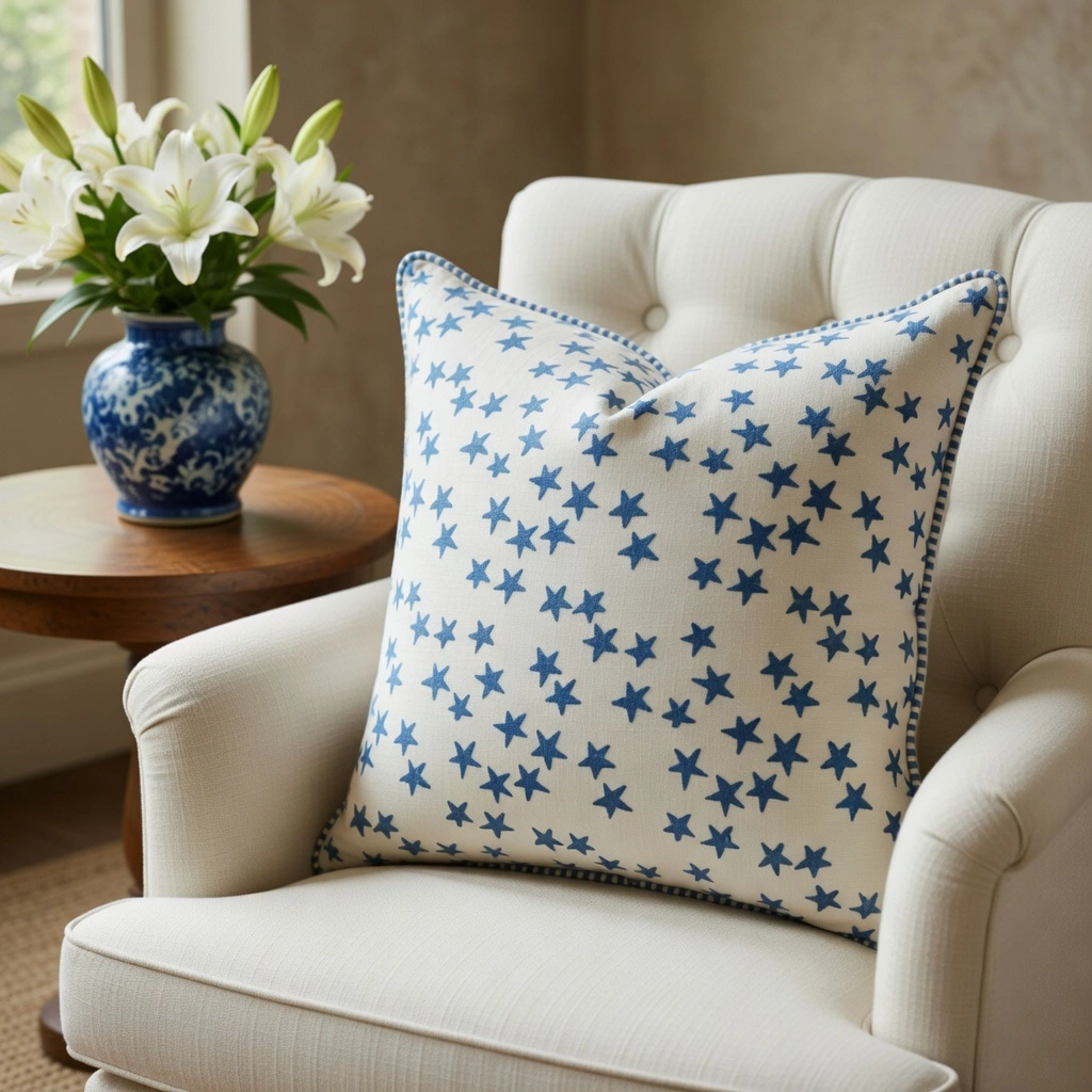 Piping Cushion Cover 50x50 cms Star Blue 202509