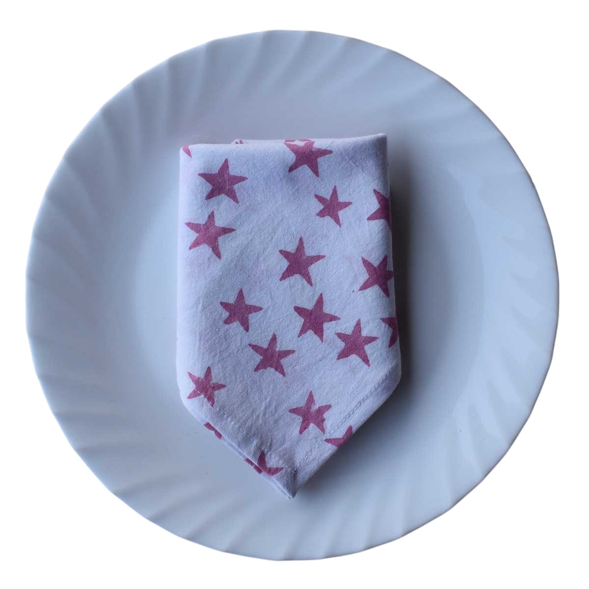 Hand Block Printed Cotton Napkin 45x45 cms Set of 4 Napkins Star Pink 202511
