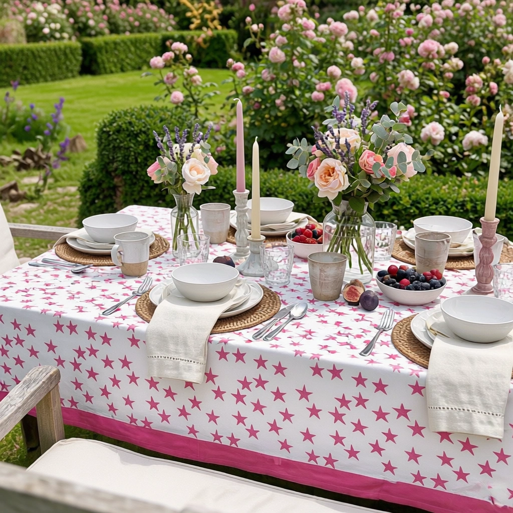 10 Seater Tablecloth 180x270 cms  Star Pink 202511