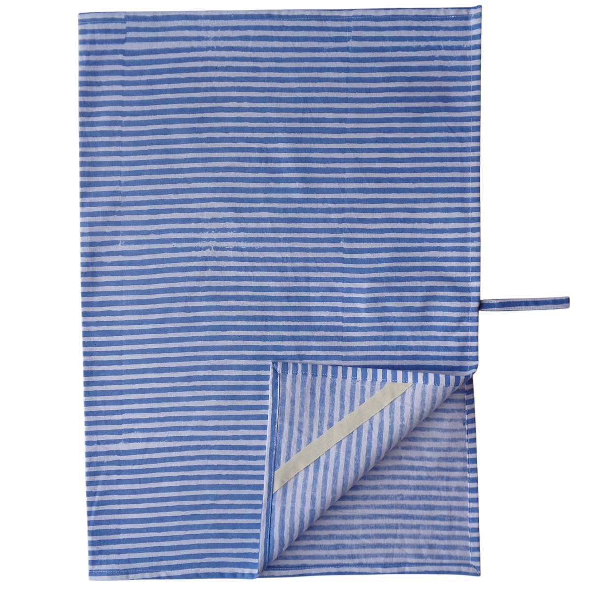 Hand Block Printed Cotton Kitchen Towels 50x70 cms  Stripe Blue 202510