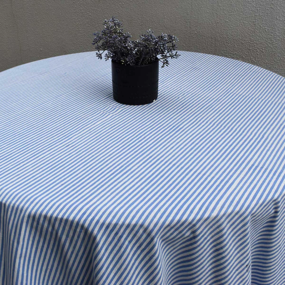 Round 220 cms Cotton French Design Table Cover Stripe Blue 202510